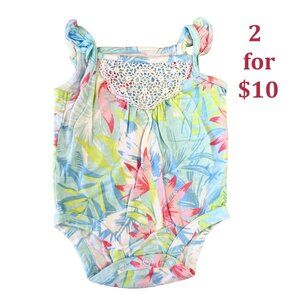 Carters Sleeveless One Piece Tropical Floral Romper for Baby 3M Cotton